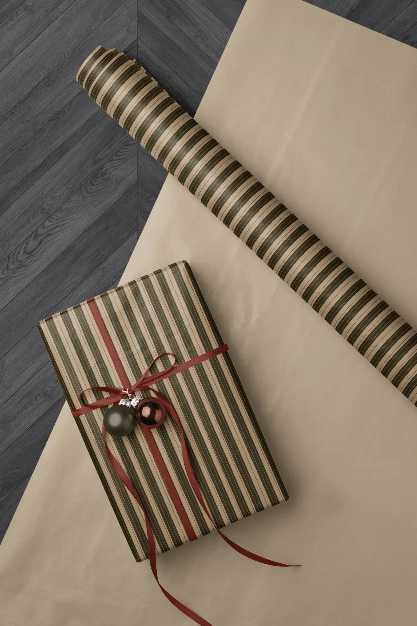 Stripe Wrapping Pape - Moss & Linen - Haus of Wrap