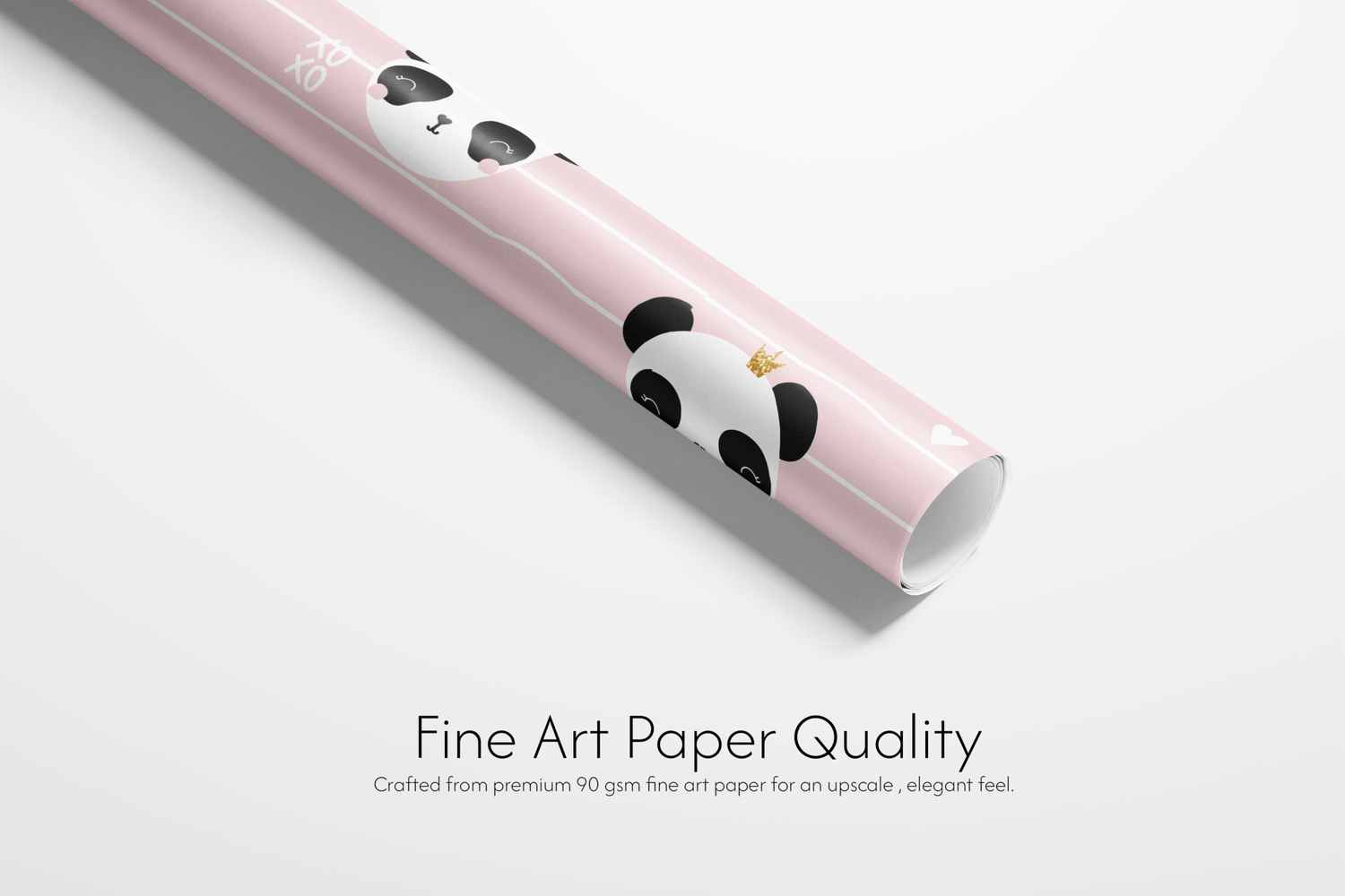 Roll of paper with panda design on a white background