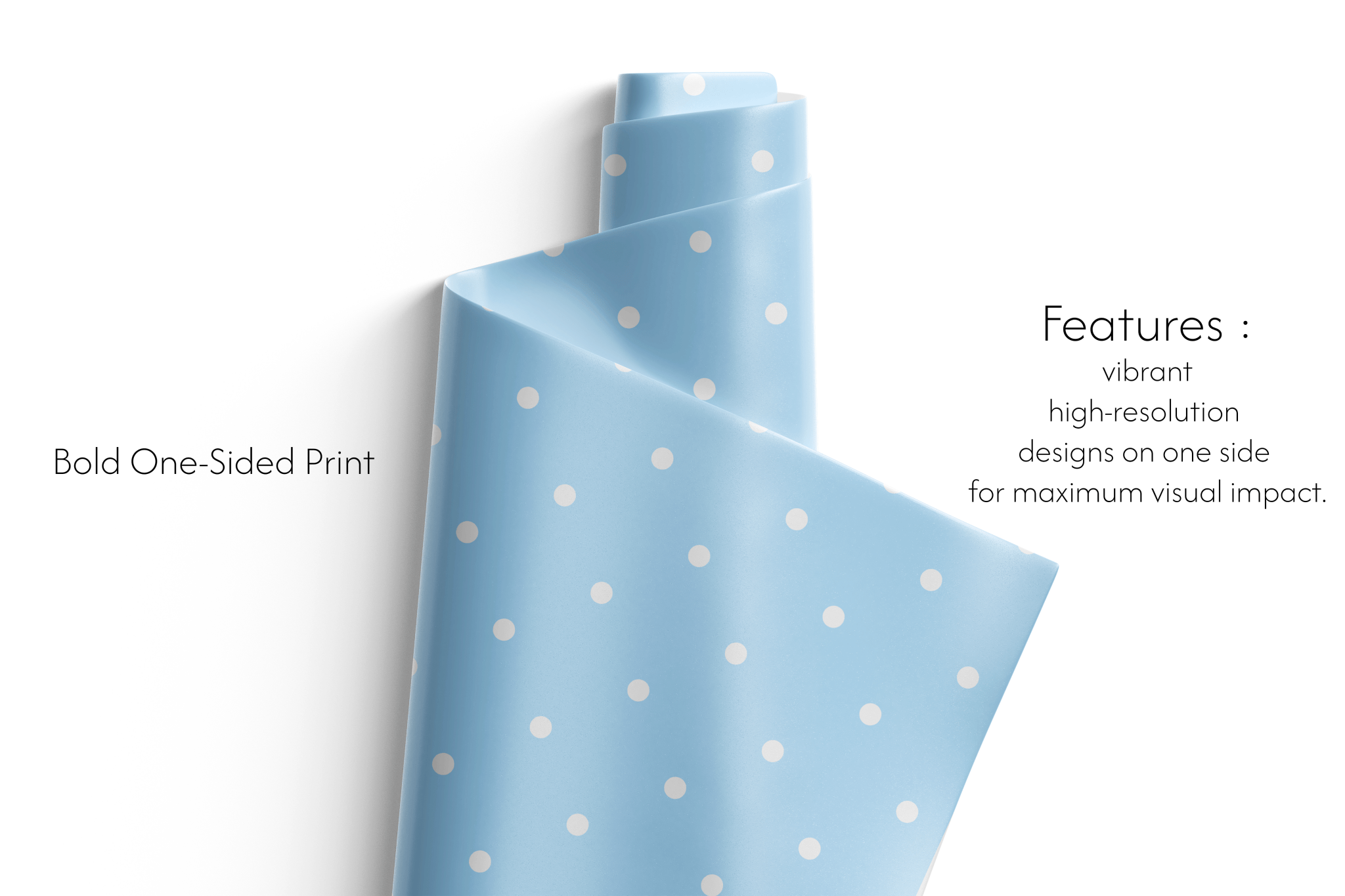 Blue paper with white polka dots on a white background