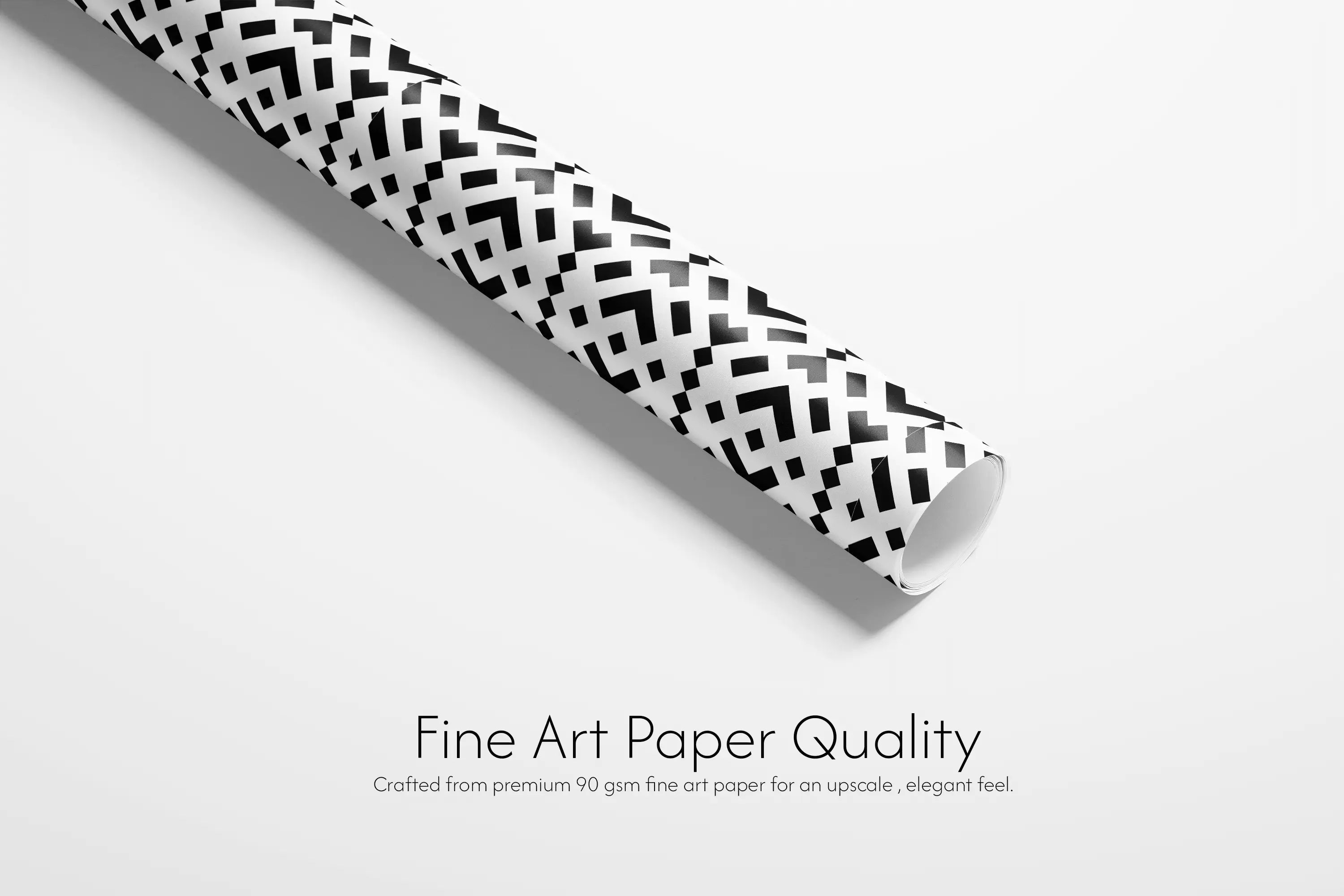Haus of Wrap Bloc Print gift wrap showcases chic black and white geometric design—perfect for birthdays, weddings, or holidays.