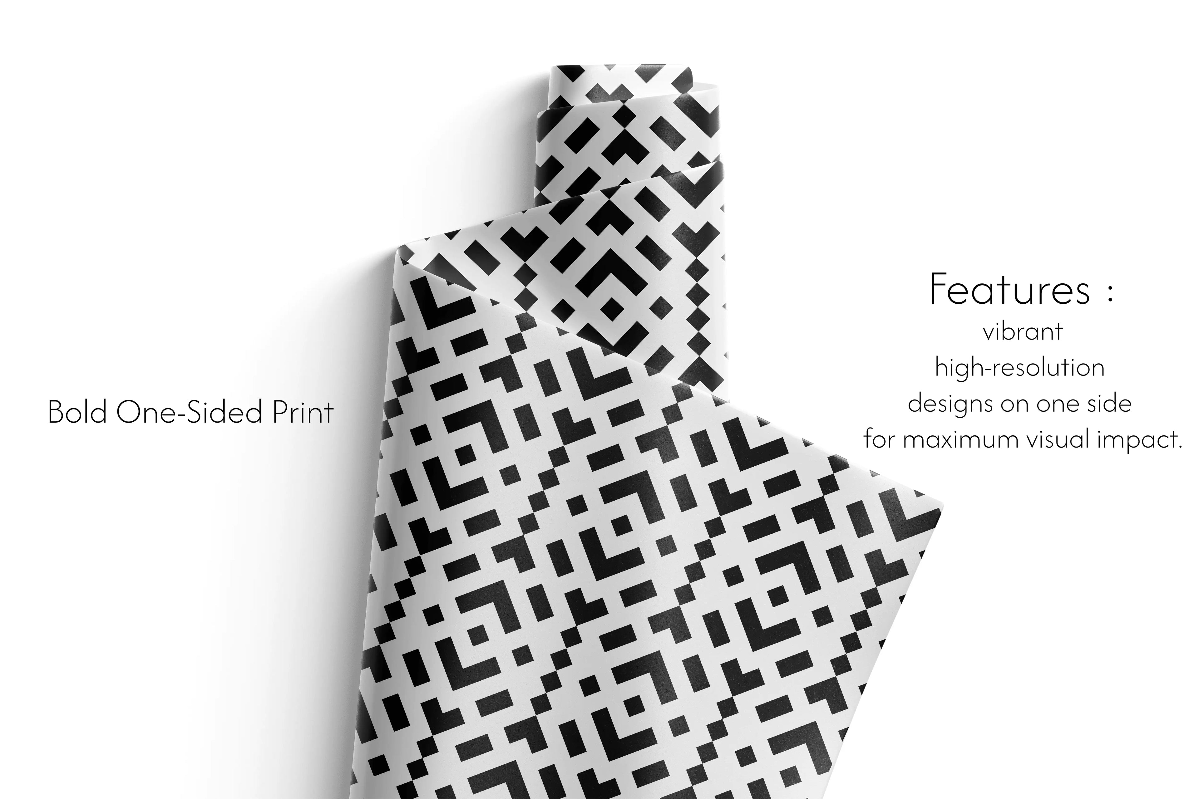 Haus of Wrap geometric black and white wrapping paper—modern gift wrap for birthdays, weddings, or holidays. Bold boutique style.