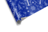 Deep blue Christmas wrapping paper with a dense pattern of intricate white illustrated snowflakes, Christmas trees, and wrapped gift boxes, ideal for a sophisticated holiday theme.