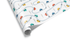 White wrapping paper with a scattered pattern of small, colorful cartoon cars (red, blue, yellow) driving on a winding gray road pattern, ideal for boy birthday wrapping paper.