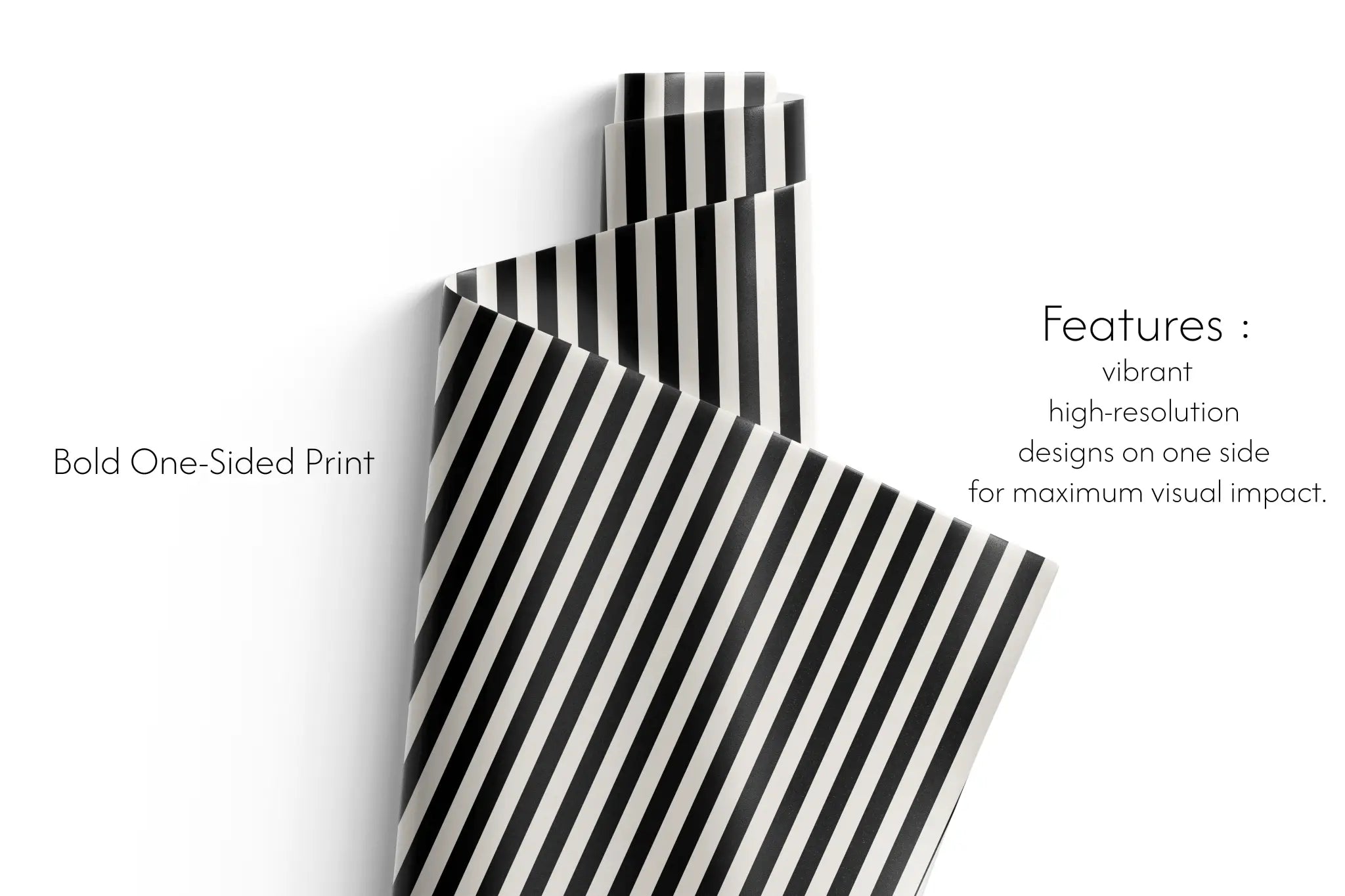 Haus of Wrap Black Awning gift wrap—chic black white stripes, perfect for birthday, holiday, or wedding presents.
