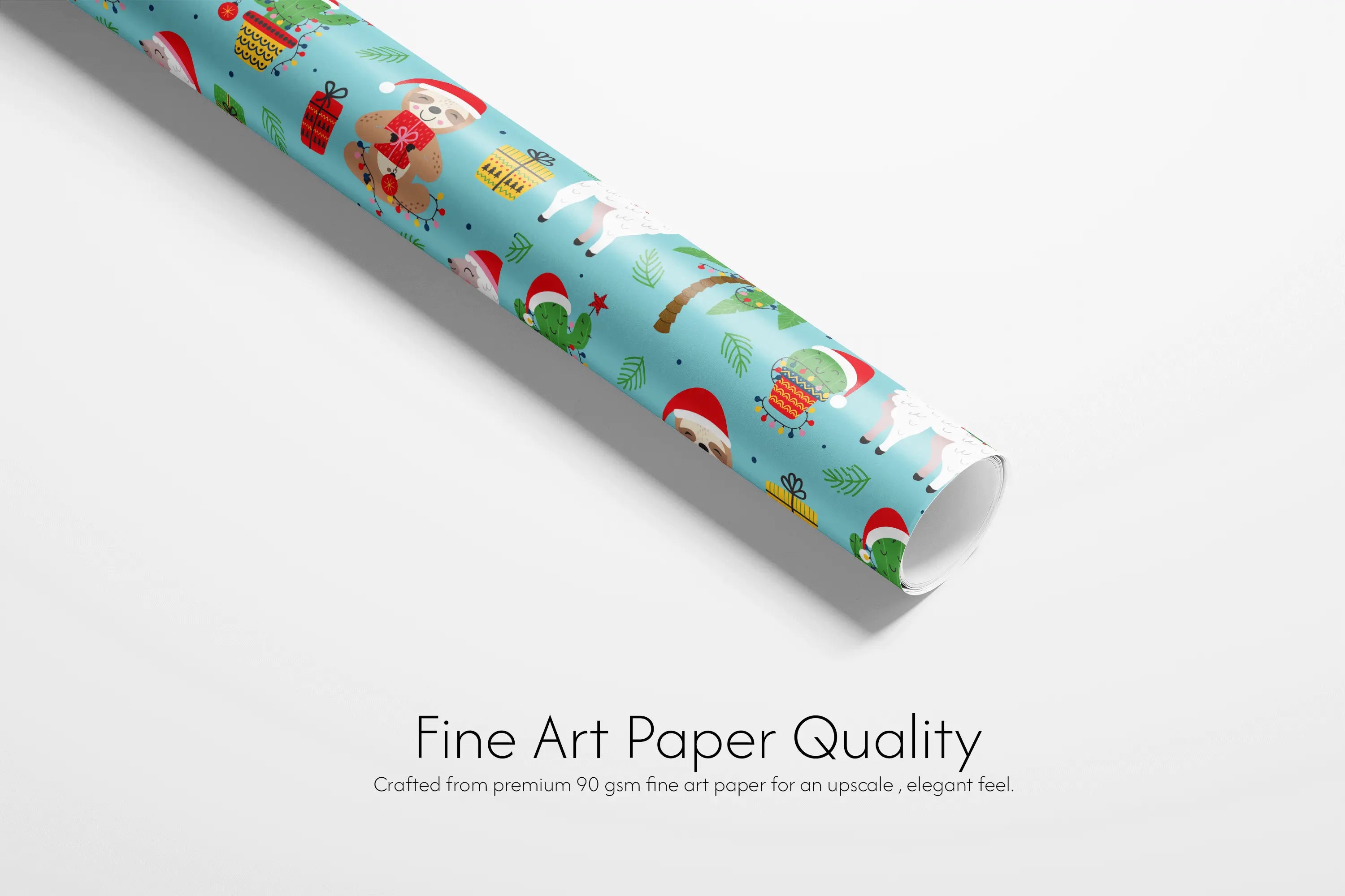 Haus of Wrap blue Christmas animal wrapping paper—festive holiday, birthday wedding gift wrap in chic, playful boutique style.
