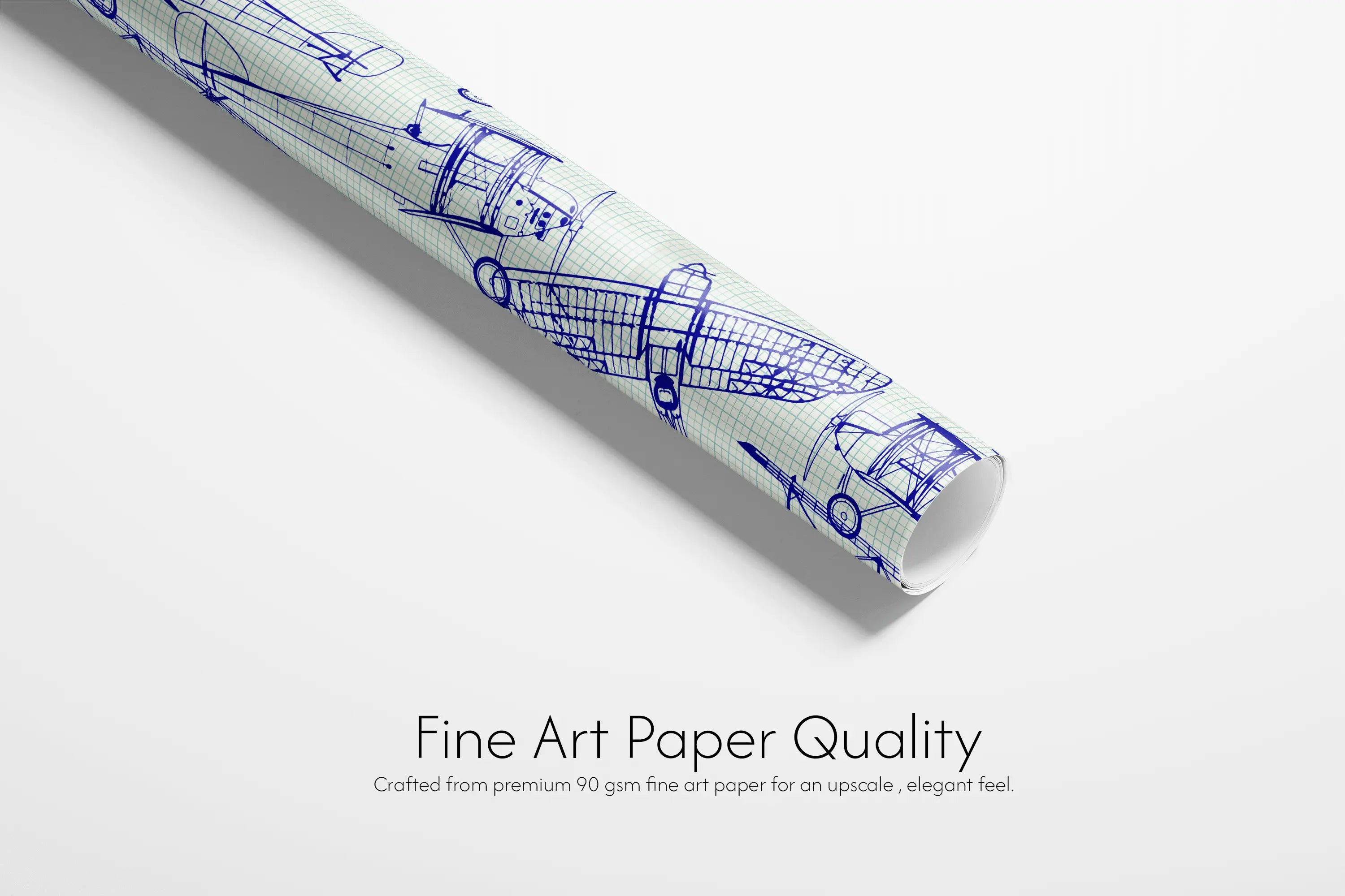 Haus of Wraps First Flight gift wrap features elegant vintage vehicle blueprints—perfect for birthday, wedding, or holiday gifts.