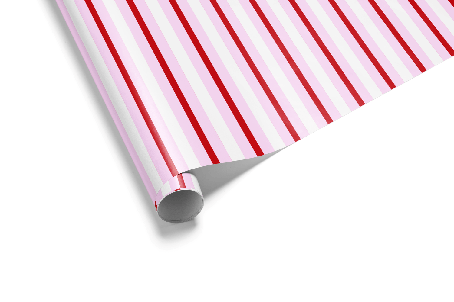 Vertical striped wrapping paper featuring thin red lines alternating with wider, soft pink bands, ideal for girly wrapping paper and Valentine&