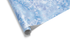Christmas wrapping paper with an artistic, multi-layered pattern of watercolor snowflakes in shades of blue, lavender, and white, ideal for winter wonderland themes.