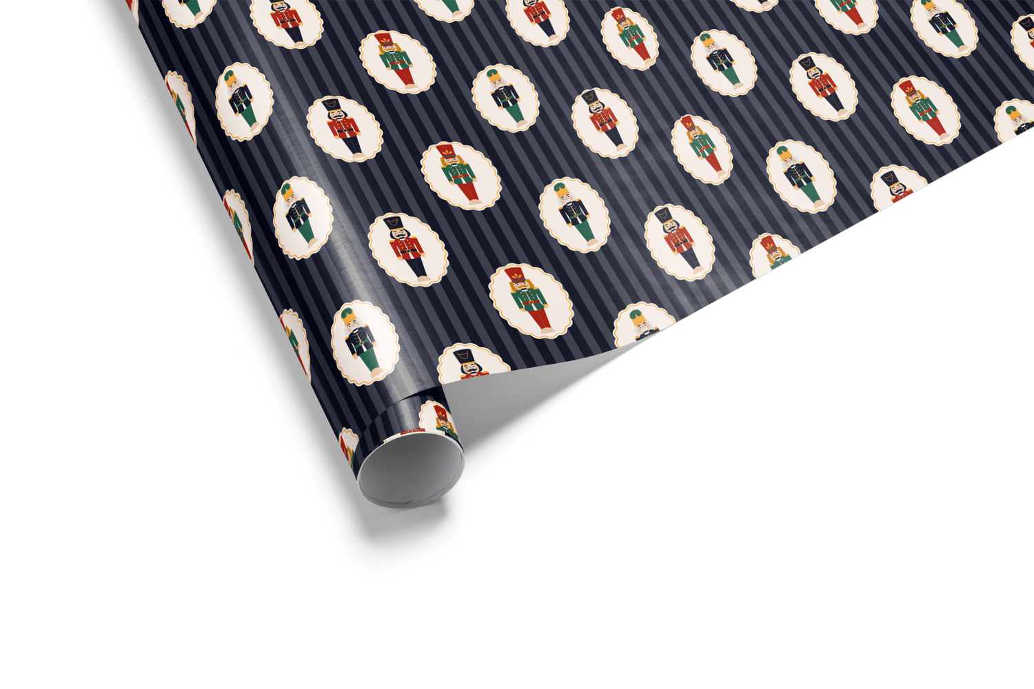 Dark, textured wrapping paper with a dense micro-dot pattern, where each dot contains a tiny Nutcracker figure, ideal for elegant Christmas wrapping paper and luxury gift wrap.