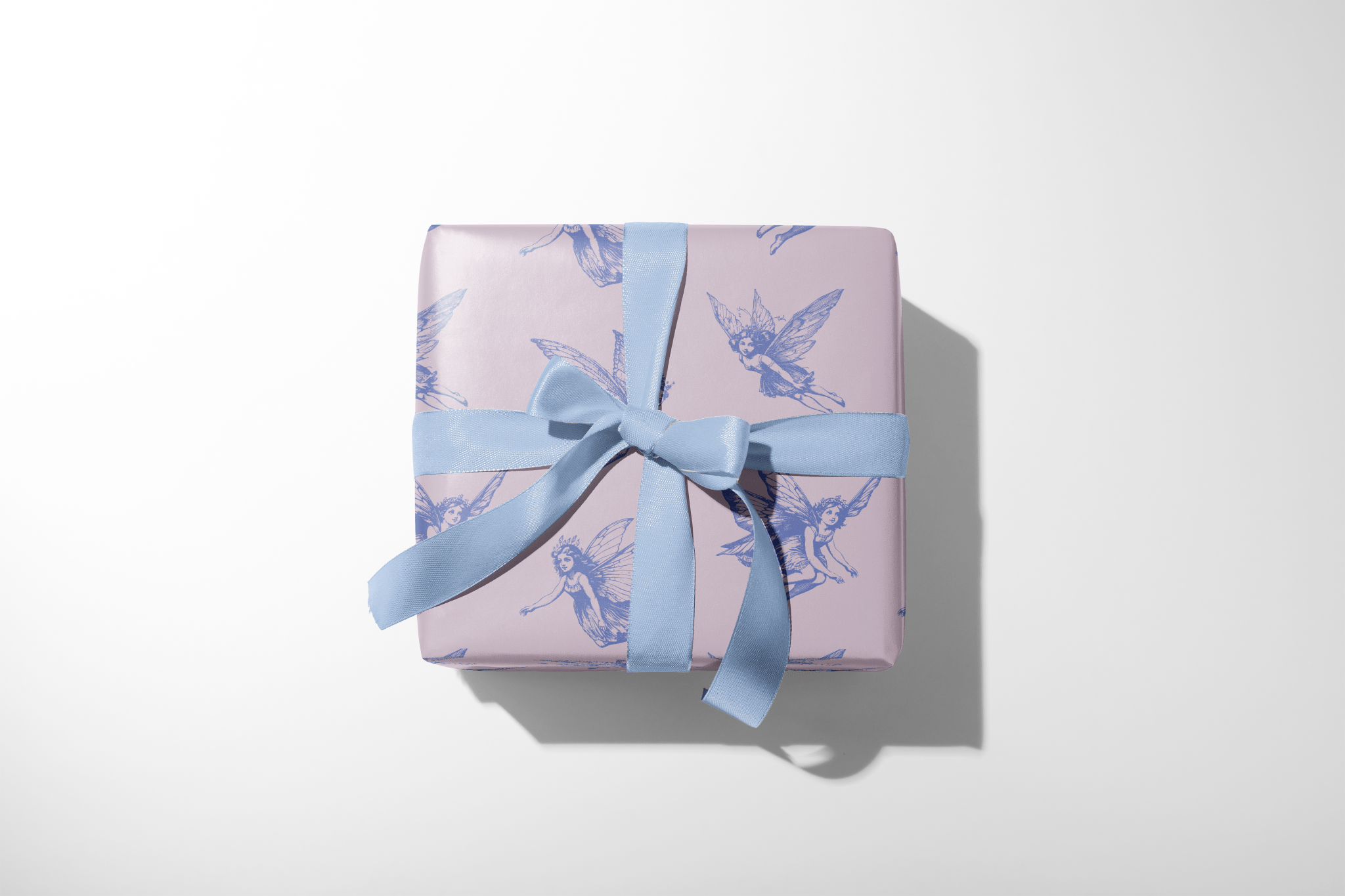 Gift box with blue ribbon on a white background