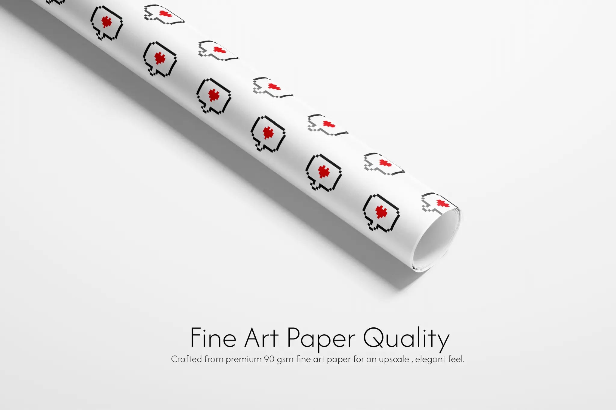 Haus of Wrap’s pixel heart gift wrap on fine art paper—perfect for birthdays, weddings, or holiday presents.
