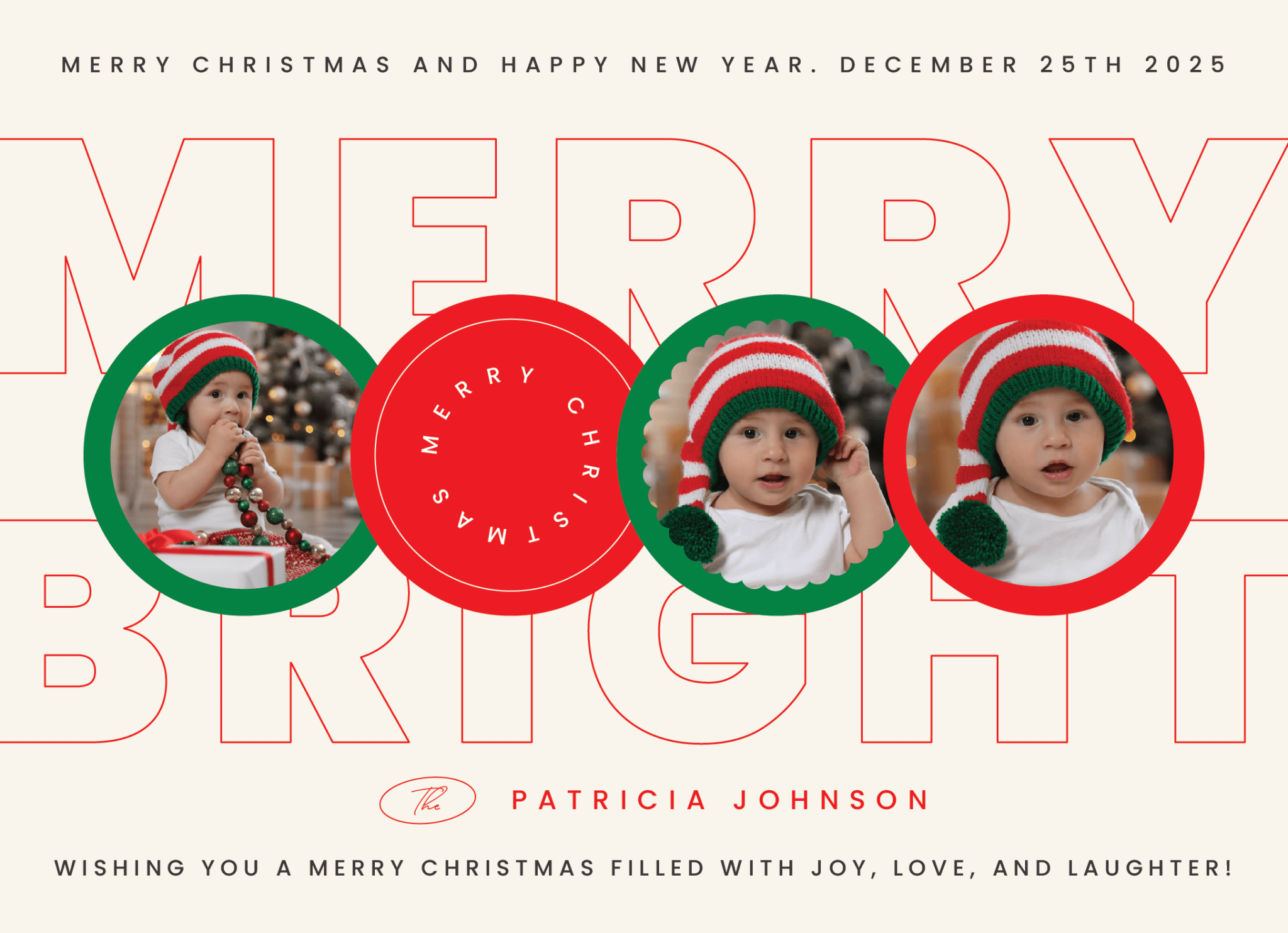 "Merry & Bright" Photo Postcard - Haus of Wrap