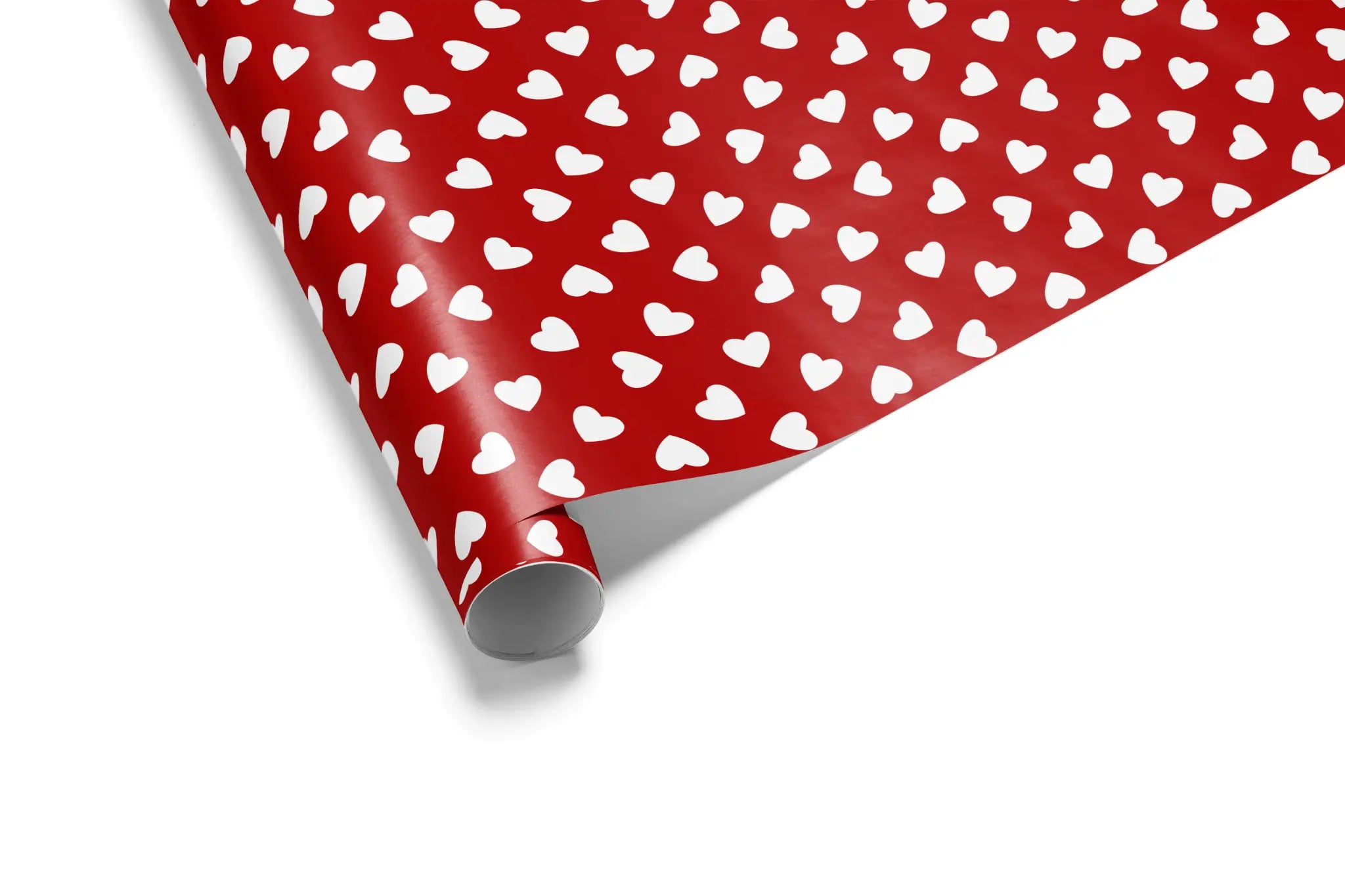 Alt Tag: Classic Red Heart Valentine Wrapping Paper Petit Coeur red gift wrap roll with white heart pattern for Valentine’s Day