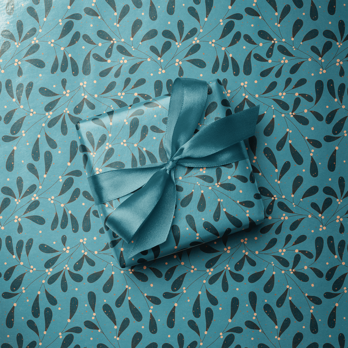 Teal Christmas Wrapping Paper - Under the Bough - Haus of Wrap