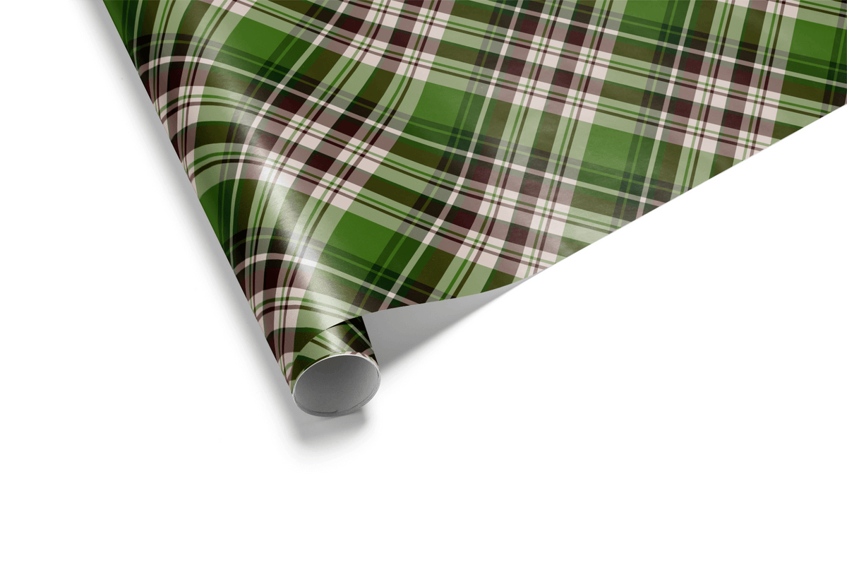 Green Plaid Christmas Wrapping Paper - The Green Estate - Haus of Wrap