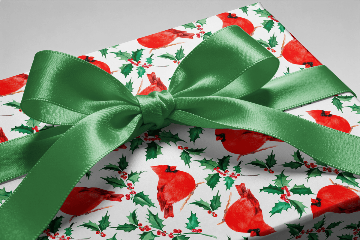 Cardinal Christmas Wrapping Paper - Holly & Herald - Haus of Wrap
