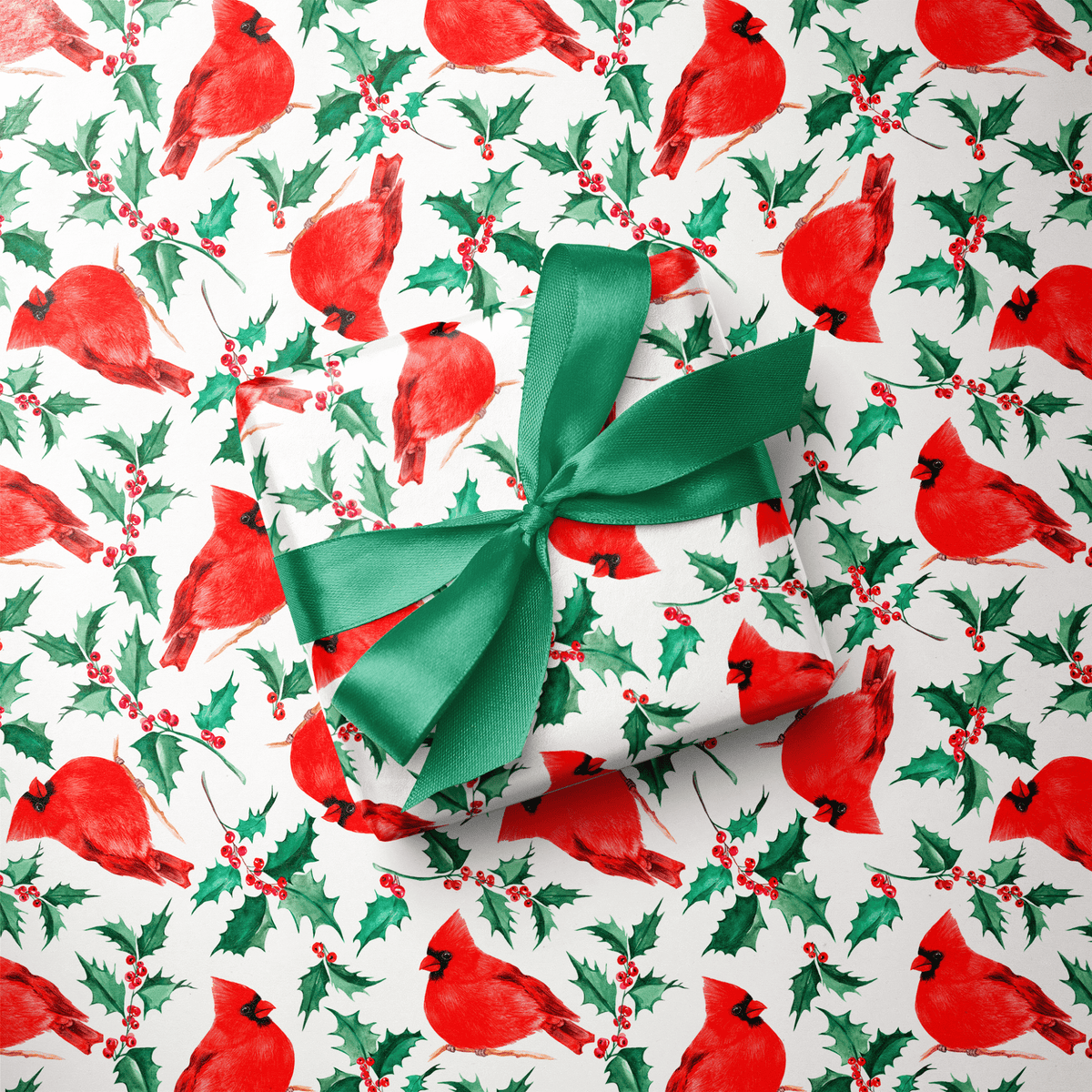 Cardinal Christmas Wrapping Paper - Holly & Herald - Haus of Wrap