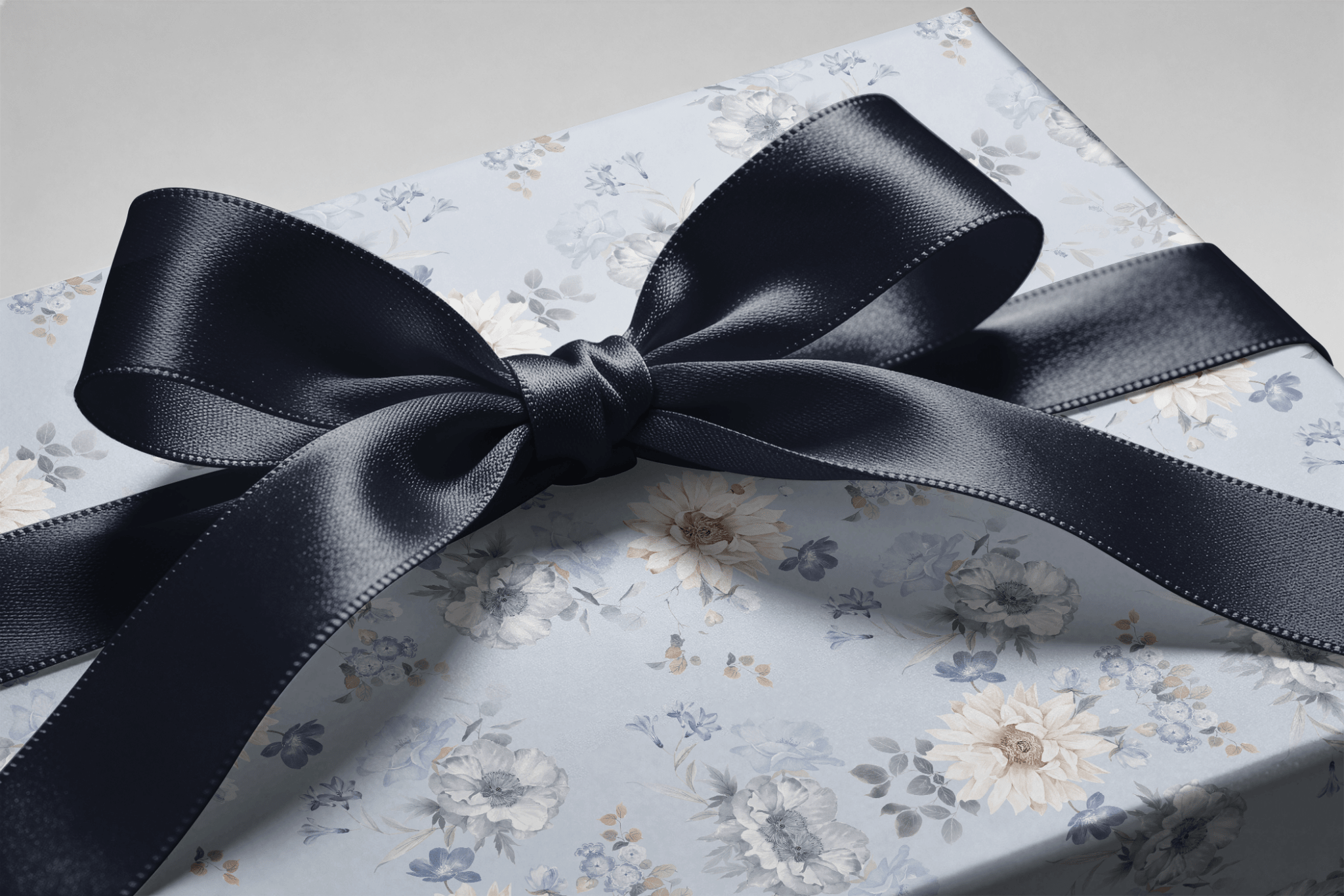 Dusty Blue Wrapping Paper - Bluebell & Bloom - Haus of Wrap