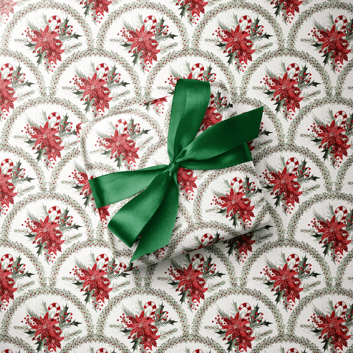 Poinsettia Wrapping Paper - Deck the Arches - Haus of Wrap