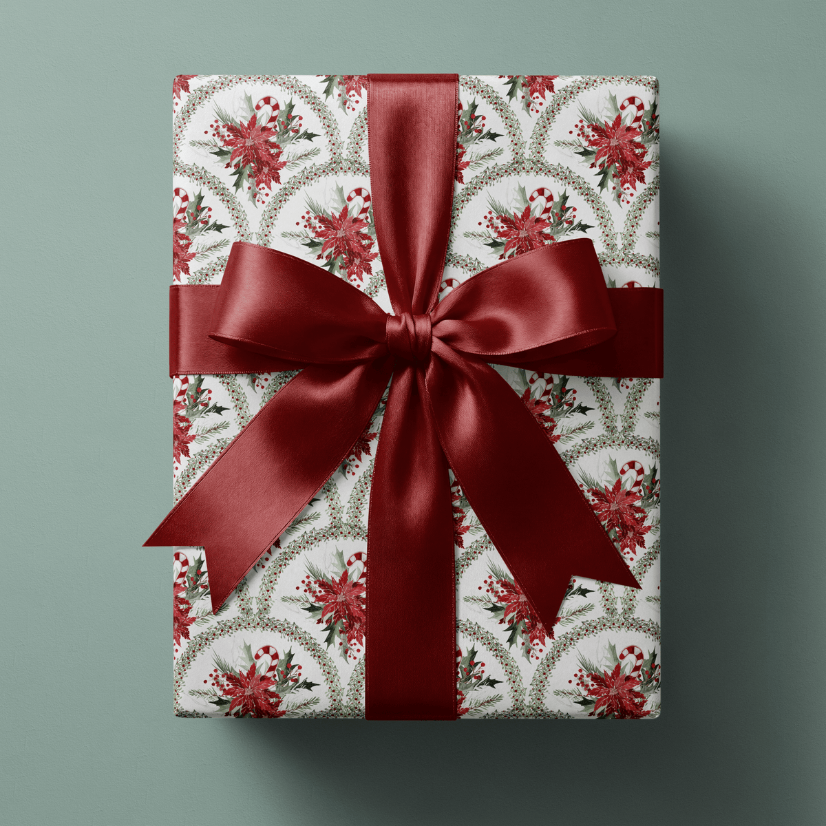 Poinsettia Wrapping Paper - Deck the Arches - Haus of Wrap