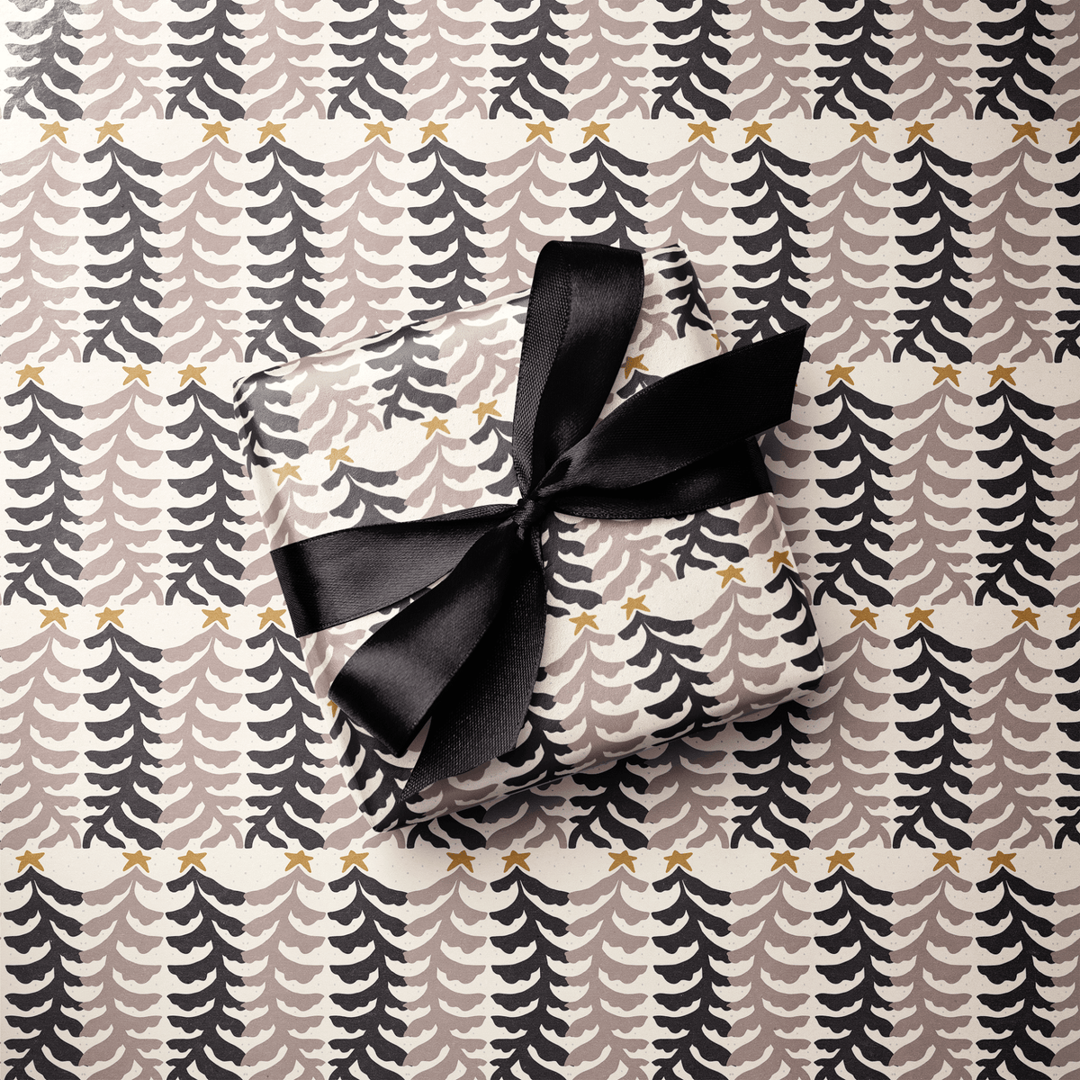Neutral Christmas Wrapping Paper - Woodcut Winter - Haus of Wrap