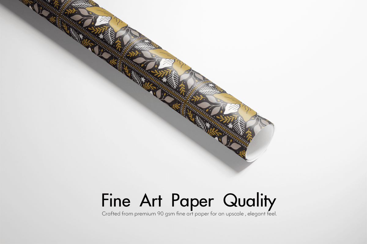 Black and Gold Christmas Wrapping Paper - Ochre & Ash - Haus of Wrap