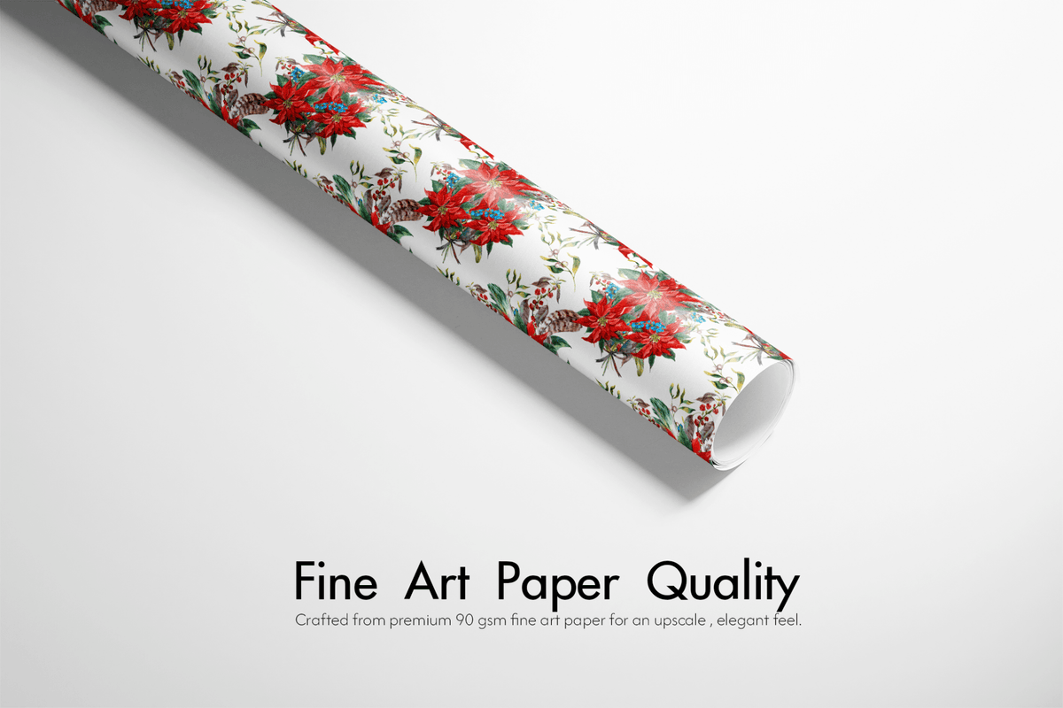 Poinsettia Wrapping Paper - Crimson & Quill - Haus of Wrap
