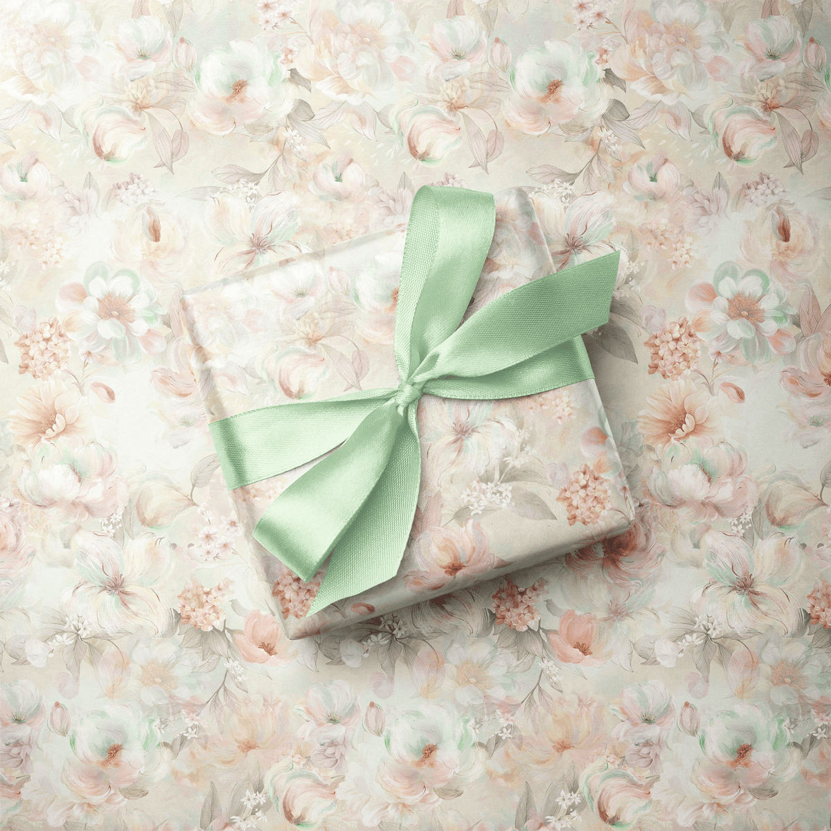 Luxury Floral Wrapping Paper - Peach & Pearl - Haus of Wrap