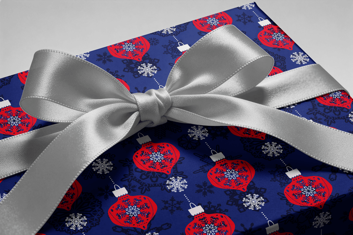 Navy Blue Christmas Wrapping Paper - Holiday on Fifth - Haus of Wrap