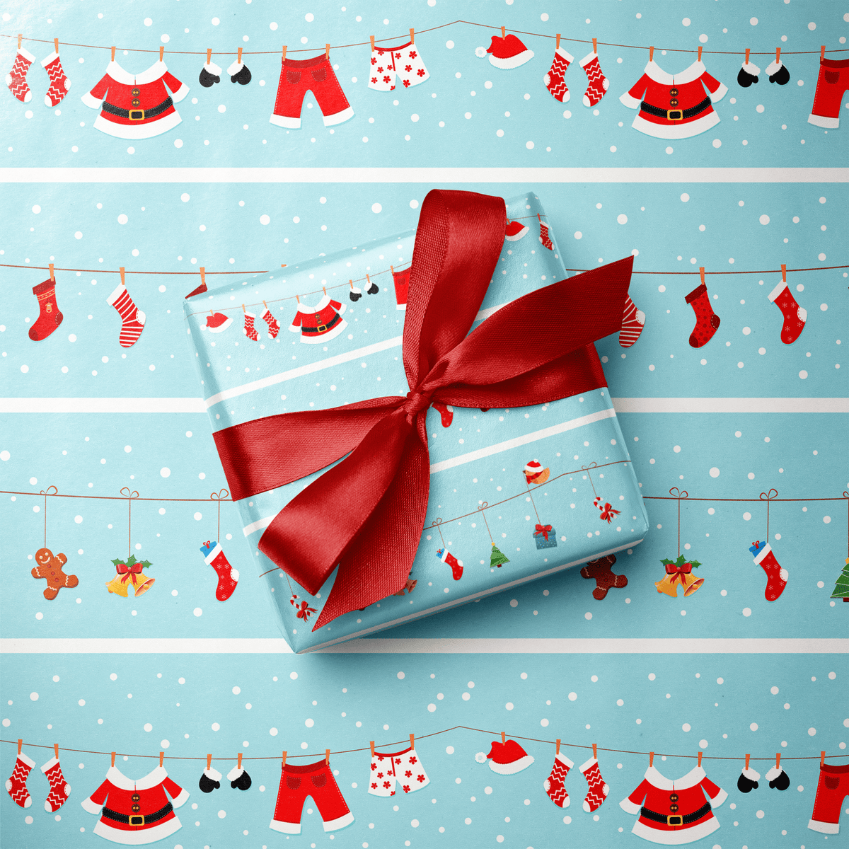 Kids Christmas Wrapping Paper - Wash Day at the Pole - Haus of Wrap