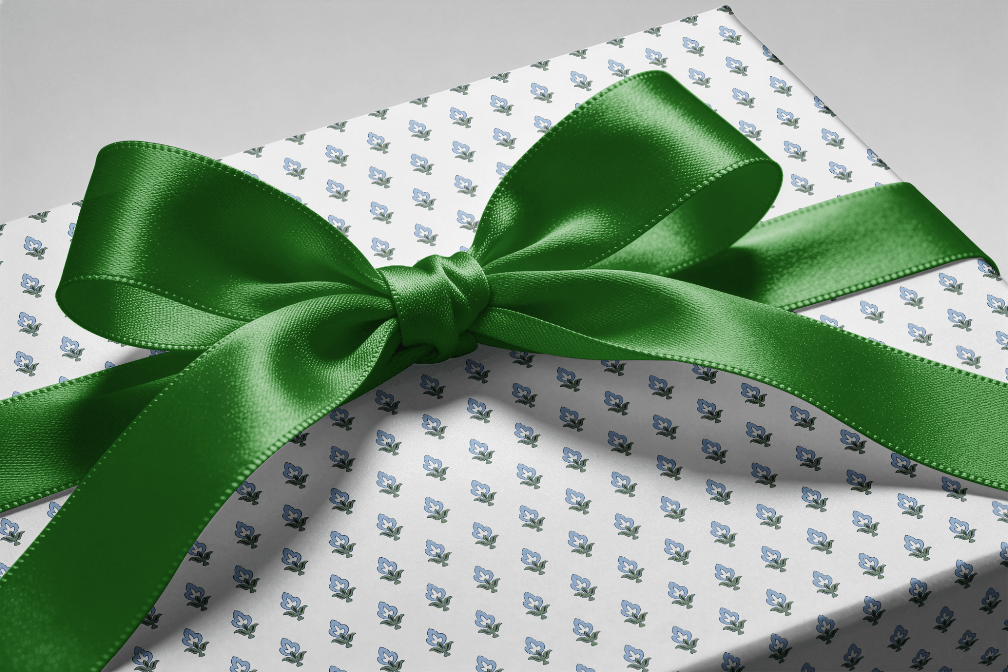 Blue Floral Wrapping Paper - Bluebud - Haus of Wrap