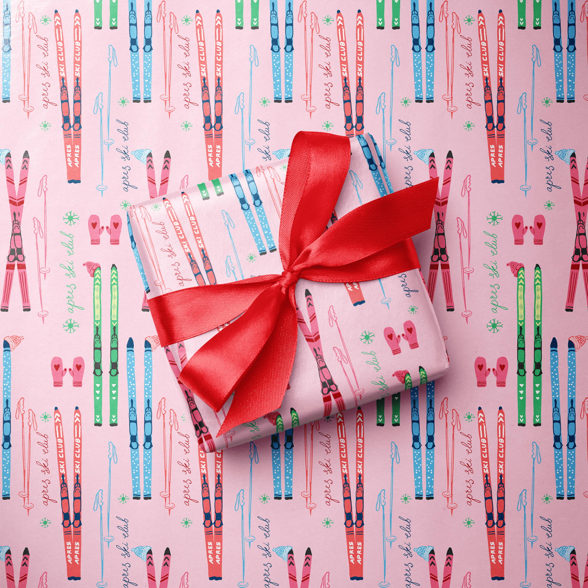 Skier Wrapping Paper - Snow Bunny Club - Haus of Wrap