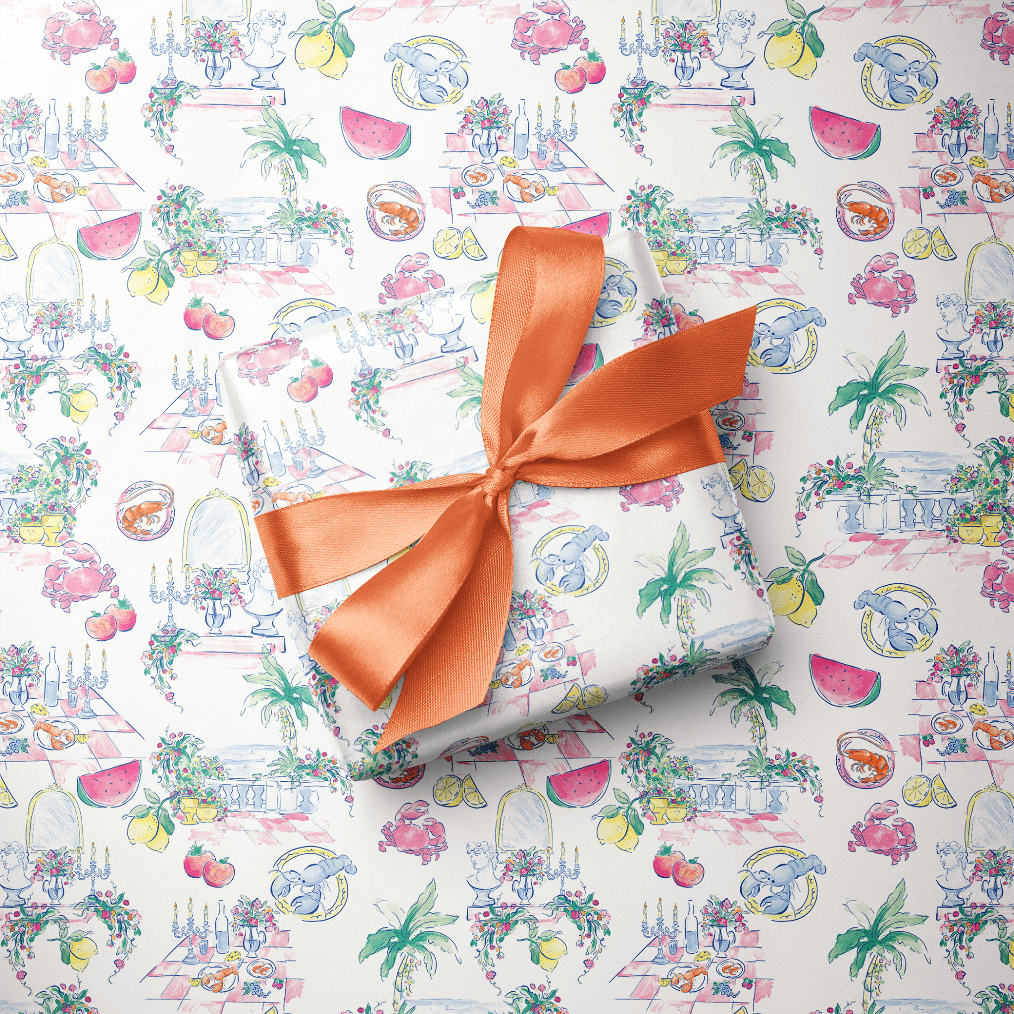 Preppy Wrapping Paper - Palm Beach Toile - Haus of Wrap