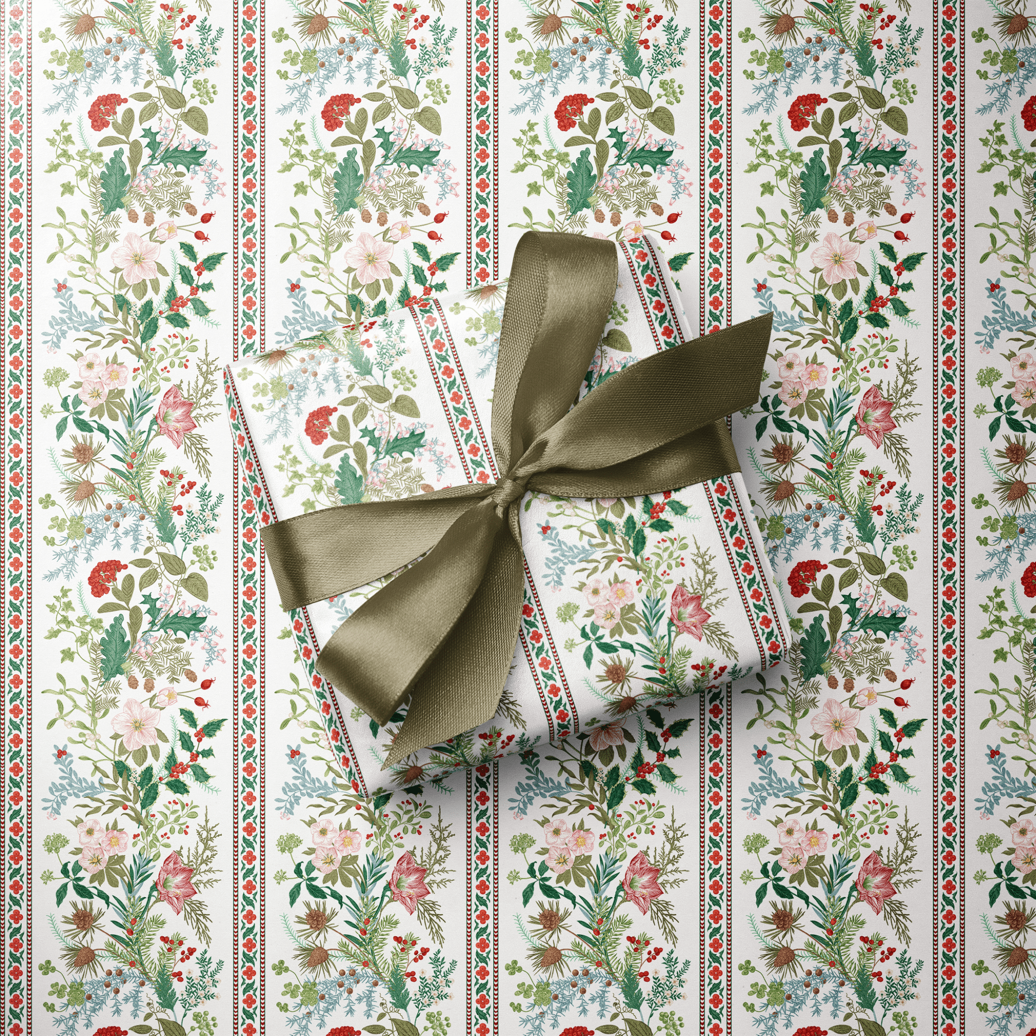 Floral Christmas Wrapping Paper - Countryside Christmas - Haus of Wrap