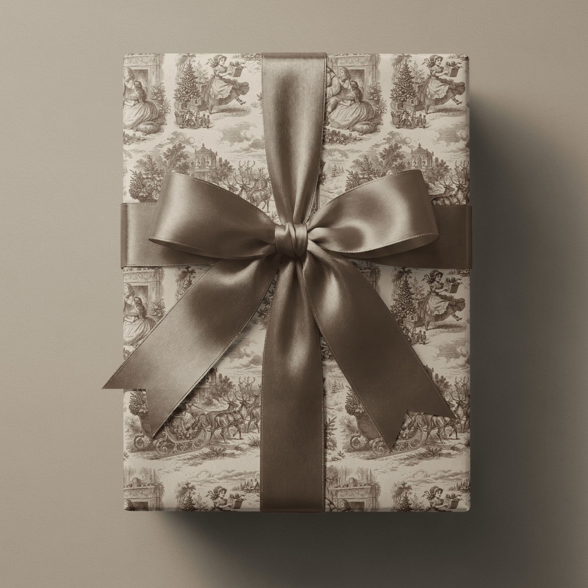 Toile christmas wrapping paper with Santa&