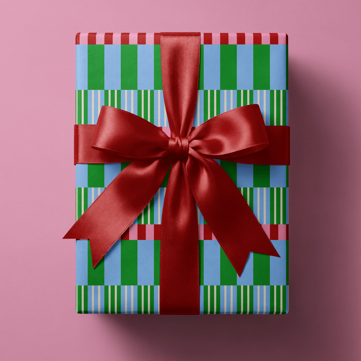 Green Stripe Wrapping Paper - Banded Brights - Haus of Wrap