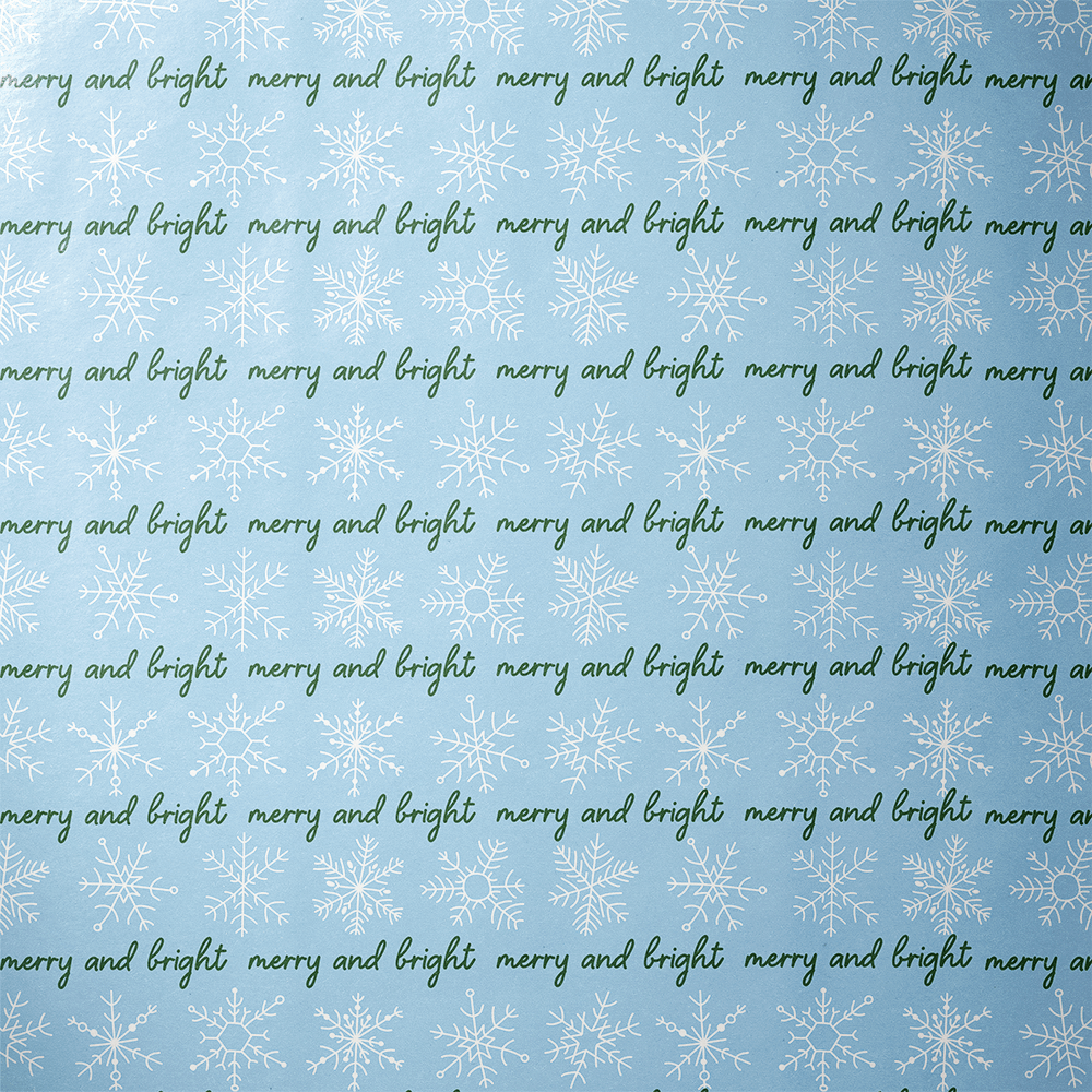 Light Blue Christmas Wrapping Paper - Merry & Bright - Haus of Wrap