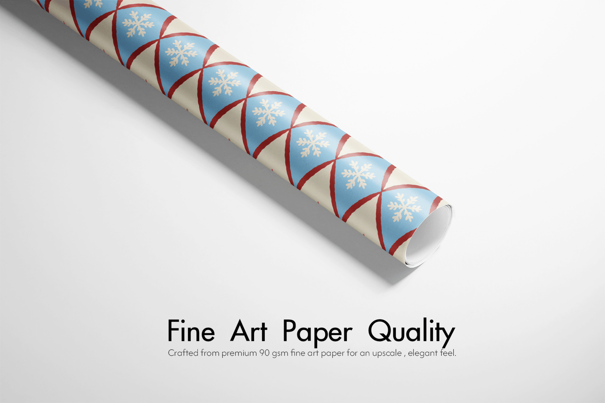 Pink and Blue Christmas Wrapping Paper - Harlequin Frost - Haus of Wrap