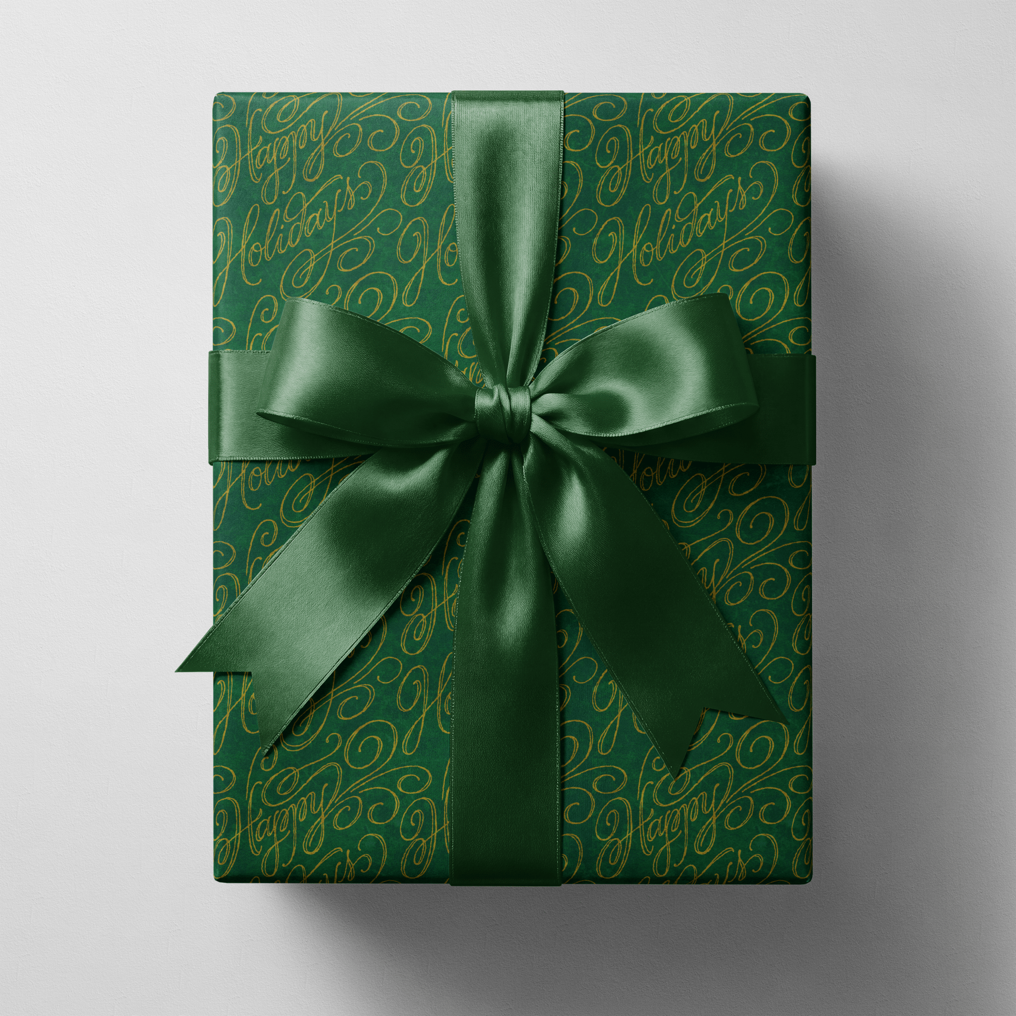 Green Gold Script Christmas Wrap - Seasons in Script - Haus of Wrap