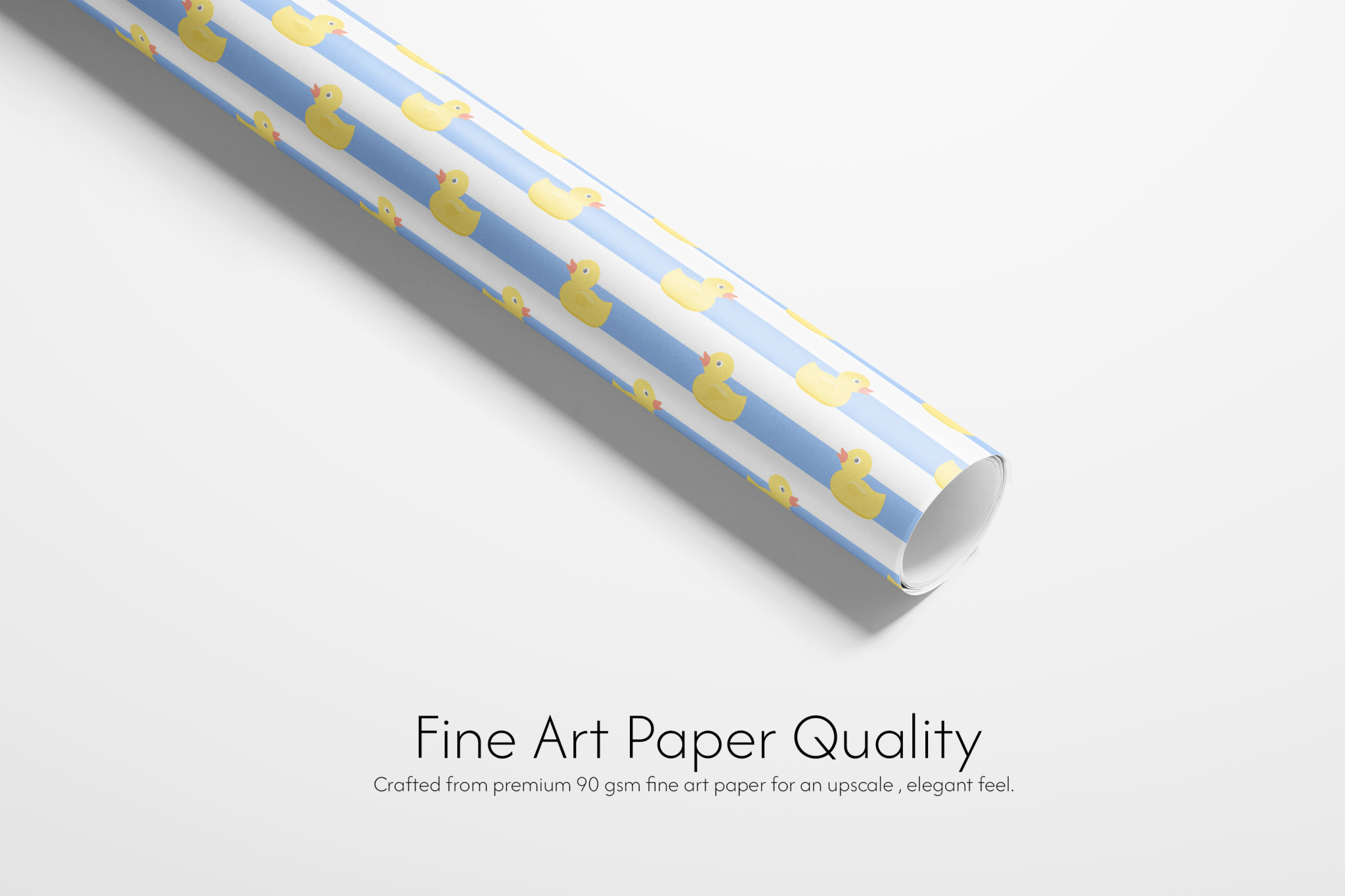 Roll of paper with duck pattern on a white background