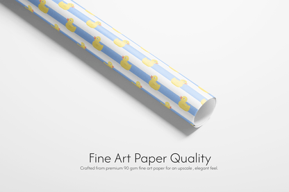 Roll of paper with duck pattern on a white background