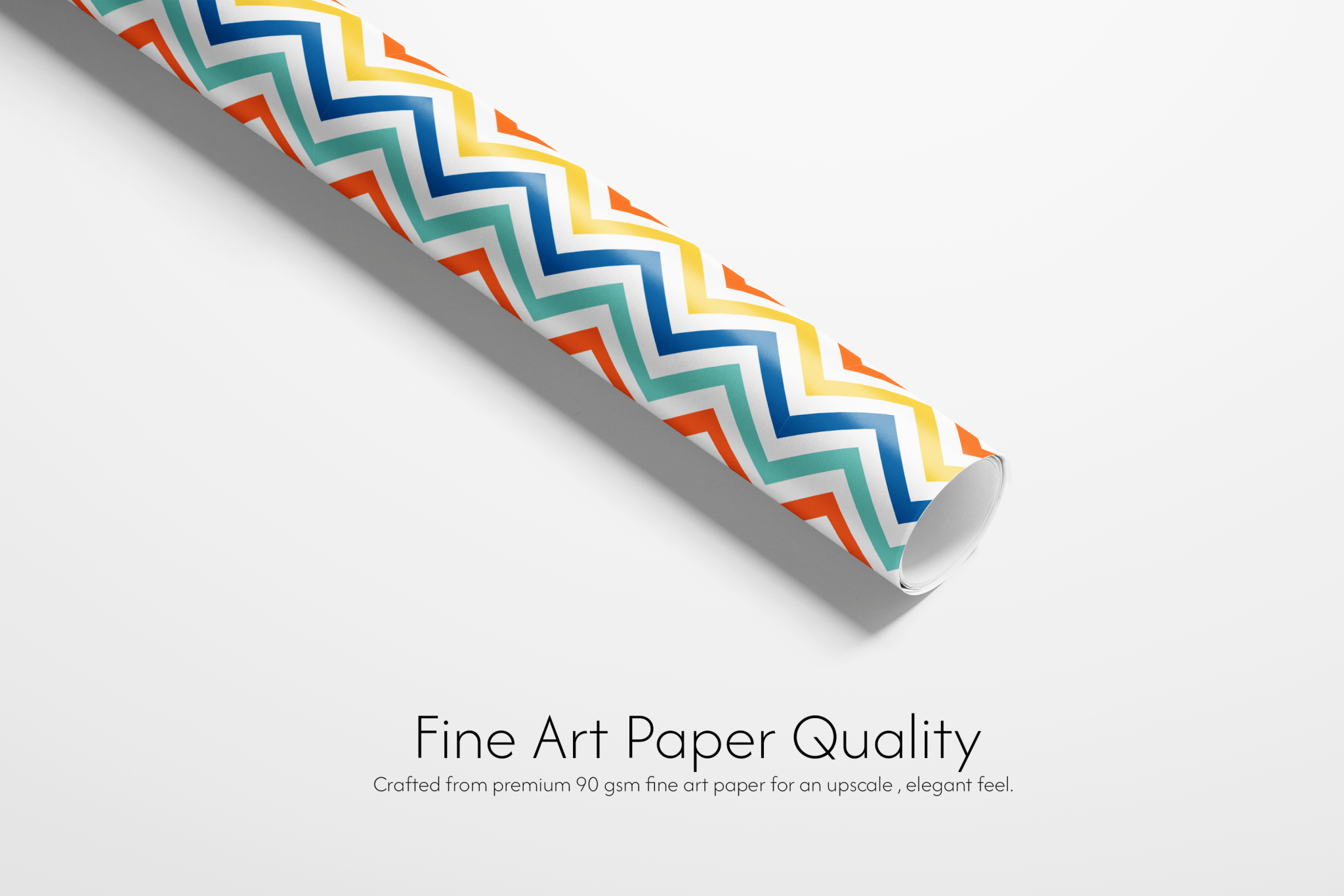 Roll of paper with colorful zigzag pattern on a white background