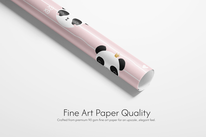 Roll of paper with panda design on a white background