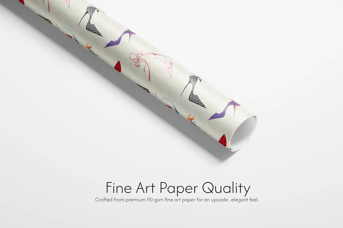 Birthday Wrapping Paper for Her - Haus of Wrap gift wrap: chic stiletto heels  glam accessories, perfect for birthday, wedding, or holiday presents.