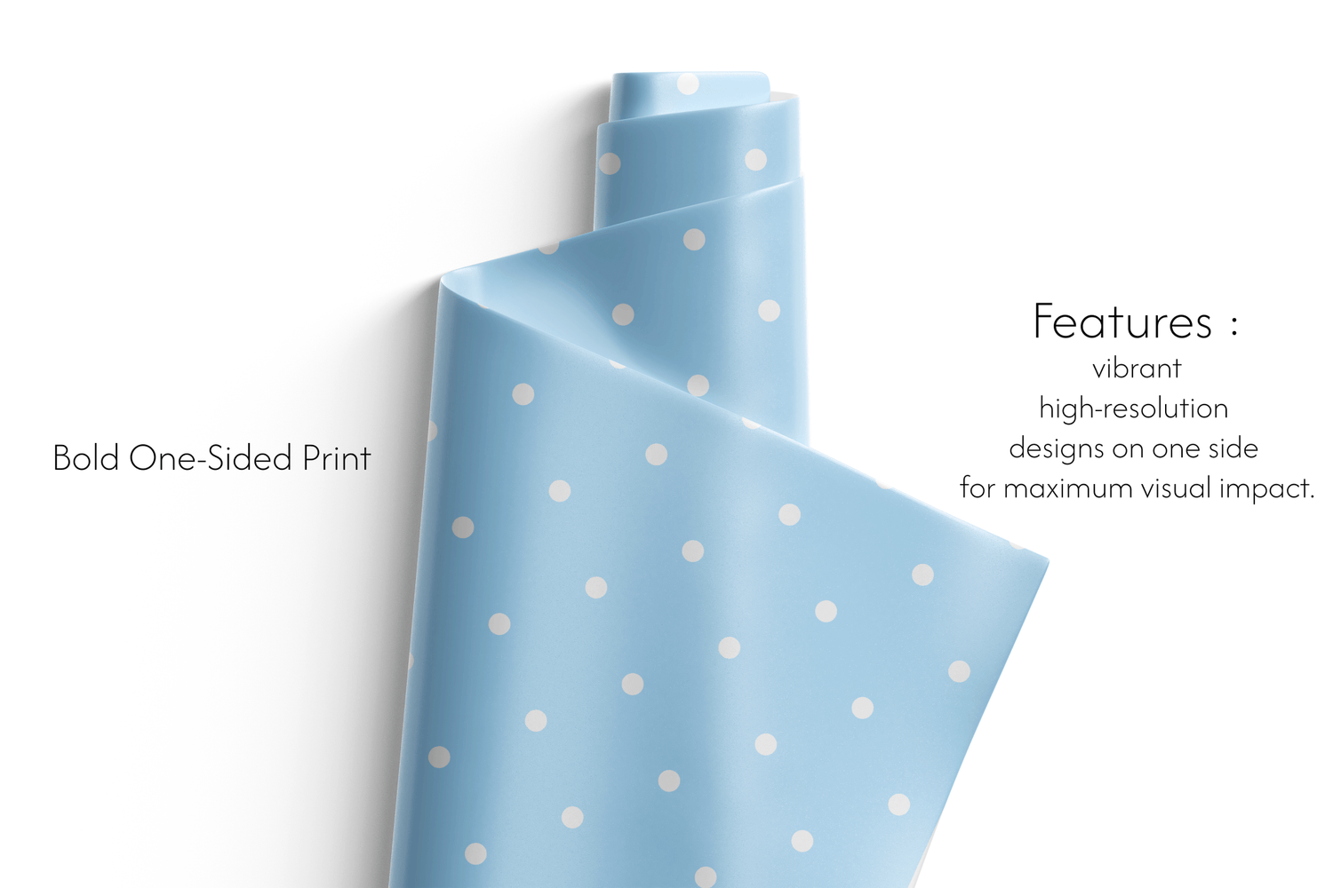 Blue paper with white polka dots on a white background
