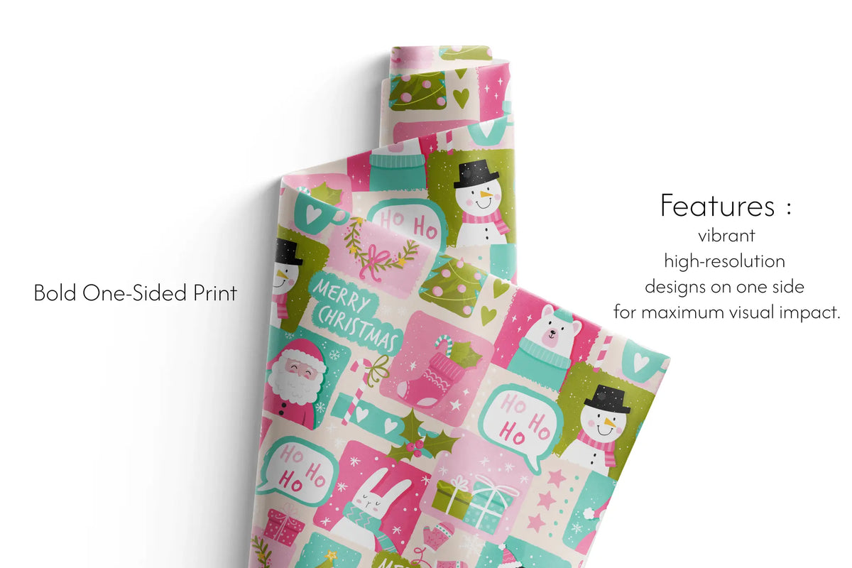 Haus of Wraps Arctic Fiesta wrapping paper boasts playful snowmen, Santa  icons—perfect for holiday, birthday, or wedding gifts.