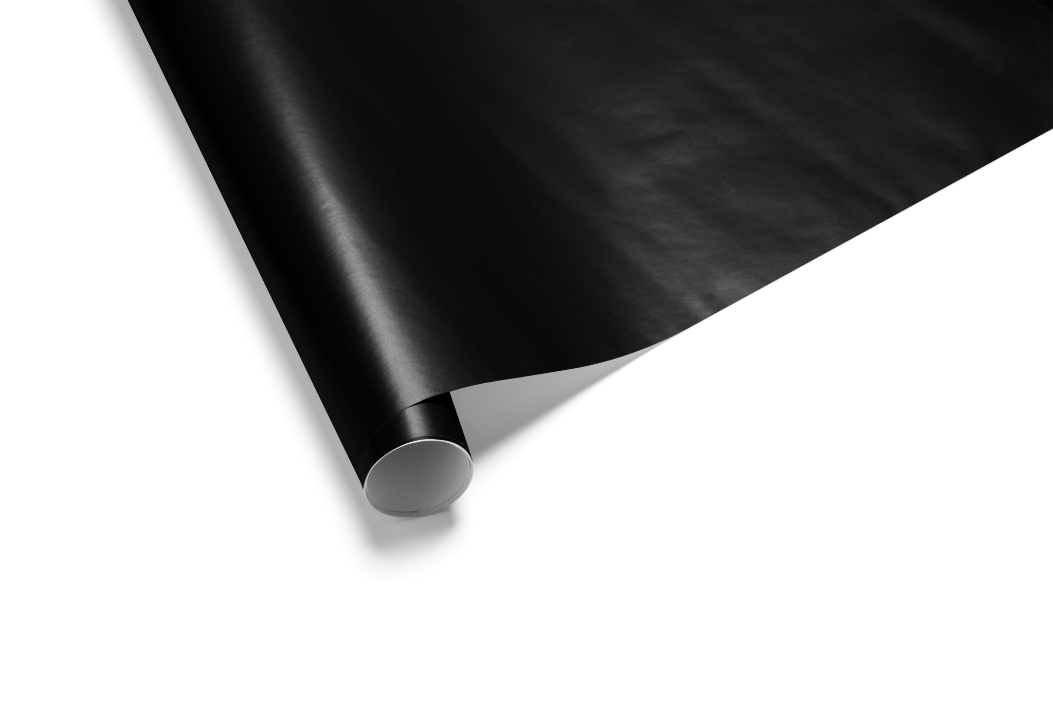 Solid black wrapping paper swatch, ideal for solid color wrapping paper and creating a sophisticated, dramatic background for gifts.