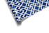 High-contrast geometric wrapping paper with an interlocking lattice and square pattern in deep indigo blue and light gray, ideal for mens wrapping paper and modern gifts.
