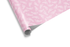 Solid light pink wrapping paper with a dense, subtle tone-on-tone pattern of tiny baby footprints, ideal for baby girl wrapping paper and baby shower gifts.

