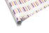  White birthday wrapping paper with dense horizontal rows of small, colorful candles in pink, orange, and purple, ideal for all birthday gifts.